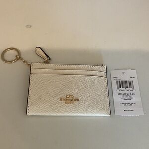 Coach Cream Card Holder with Keychain